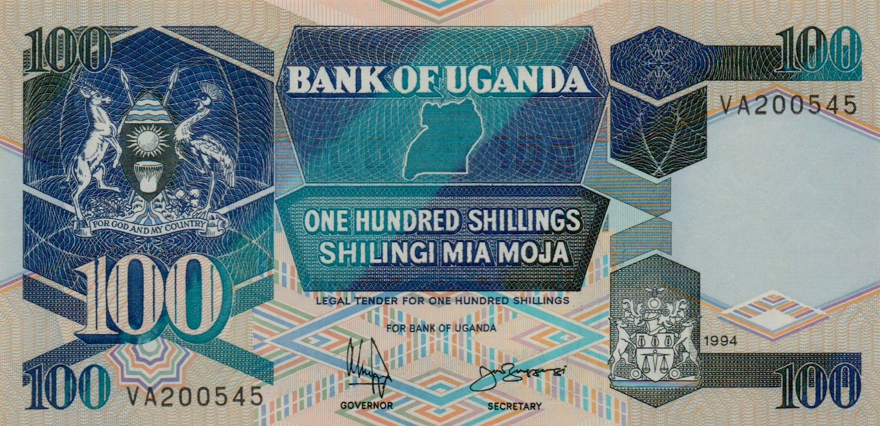 Uganda 100 1994  UNC P-31/c